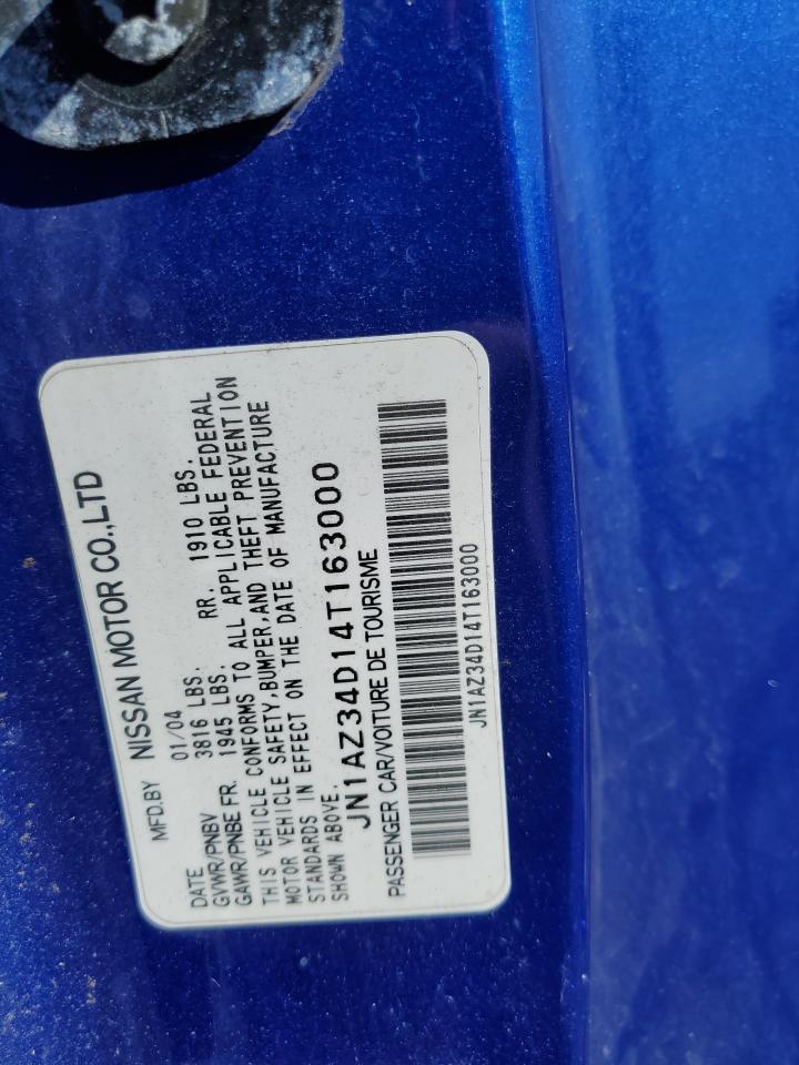 2004 Nissan 350Z Coupe VIN: JN1AZ34D14T163000 Lot: 59899414