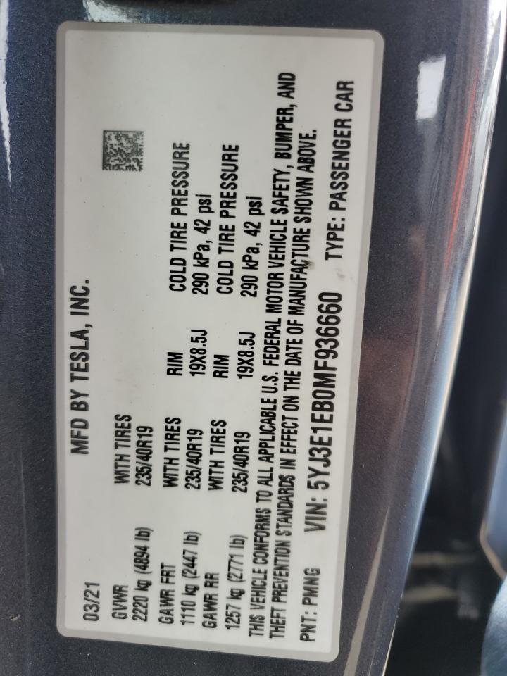 5YJ3E1EB0MF936660 2021 Tesla Model 3