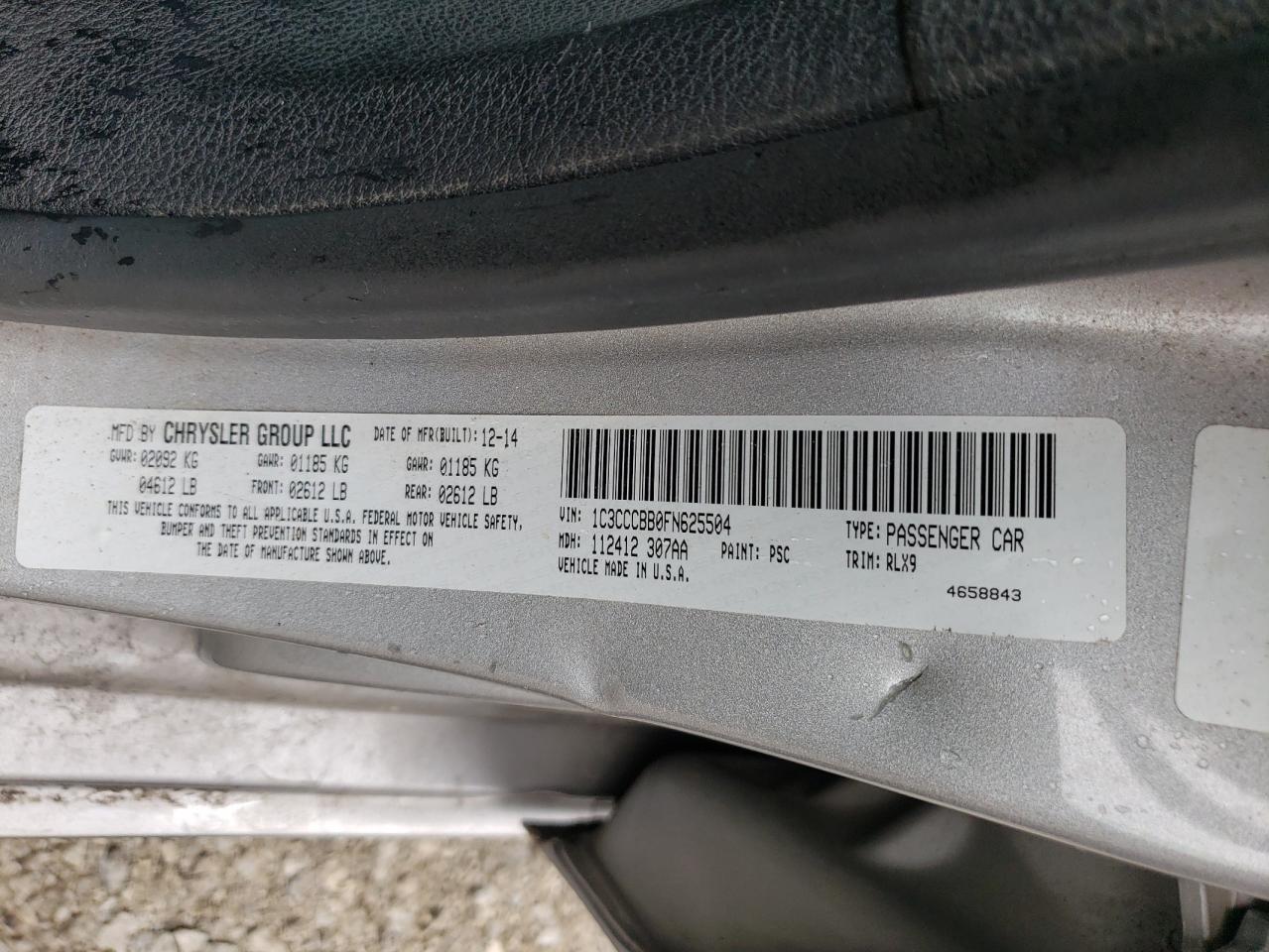 1C3CCCBB0FN625504 2015 Chrysler 200 S