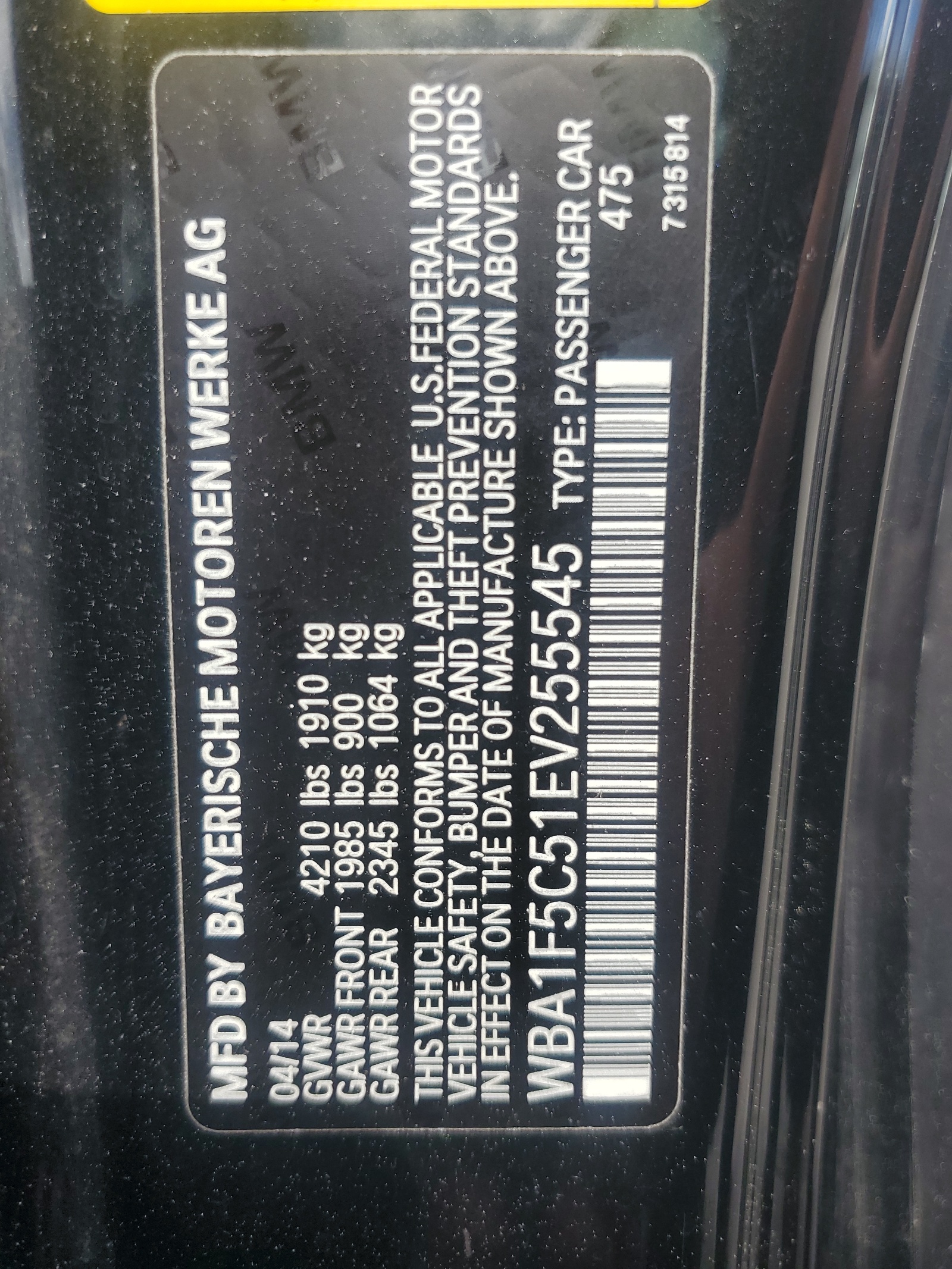 WBA1F5C51EV255545 2014 BMW 228 I