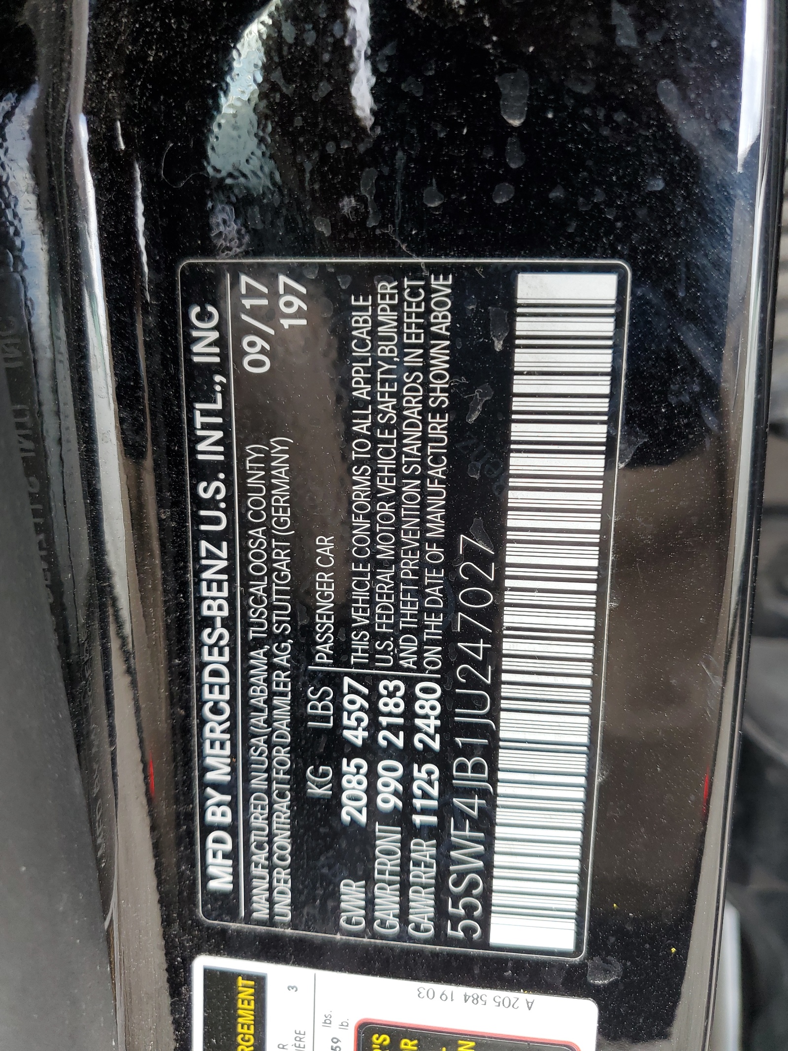 55SWF4JB1JU247027 2018 Mercedes-Benz C 300