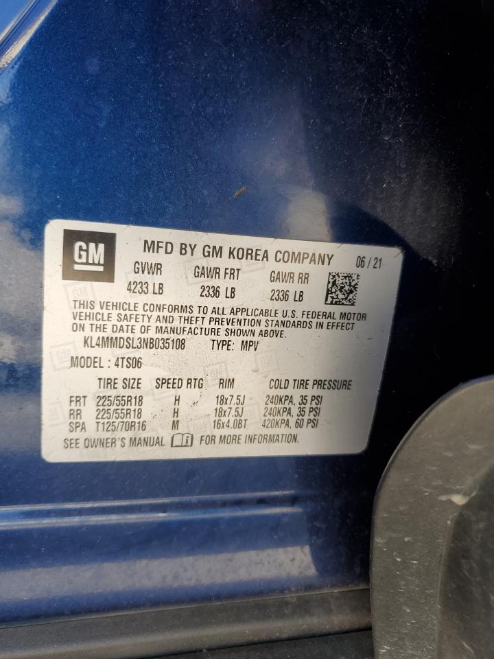 2022 Buick Encore Gx Select VIN: KL4MMDSL3NB035108 Lot: 57884634