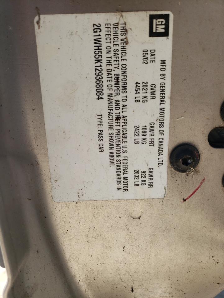 2002 Chevrolet Impala Ls VIN: 2G1WH55K129368084 Lot: 58749844