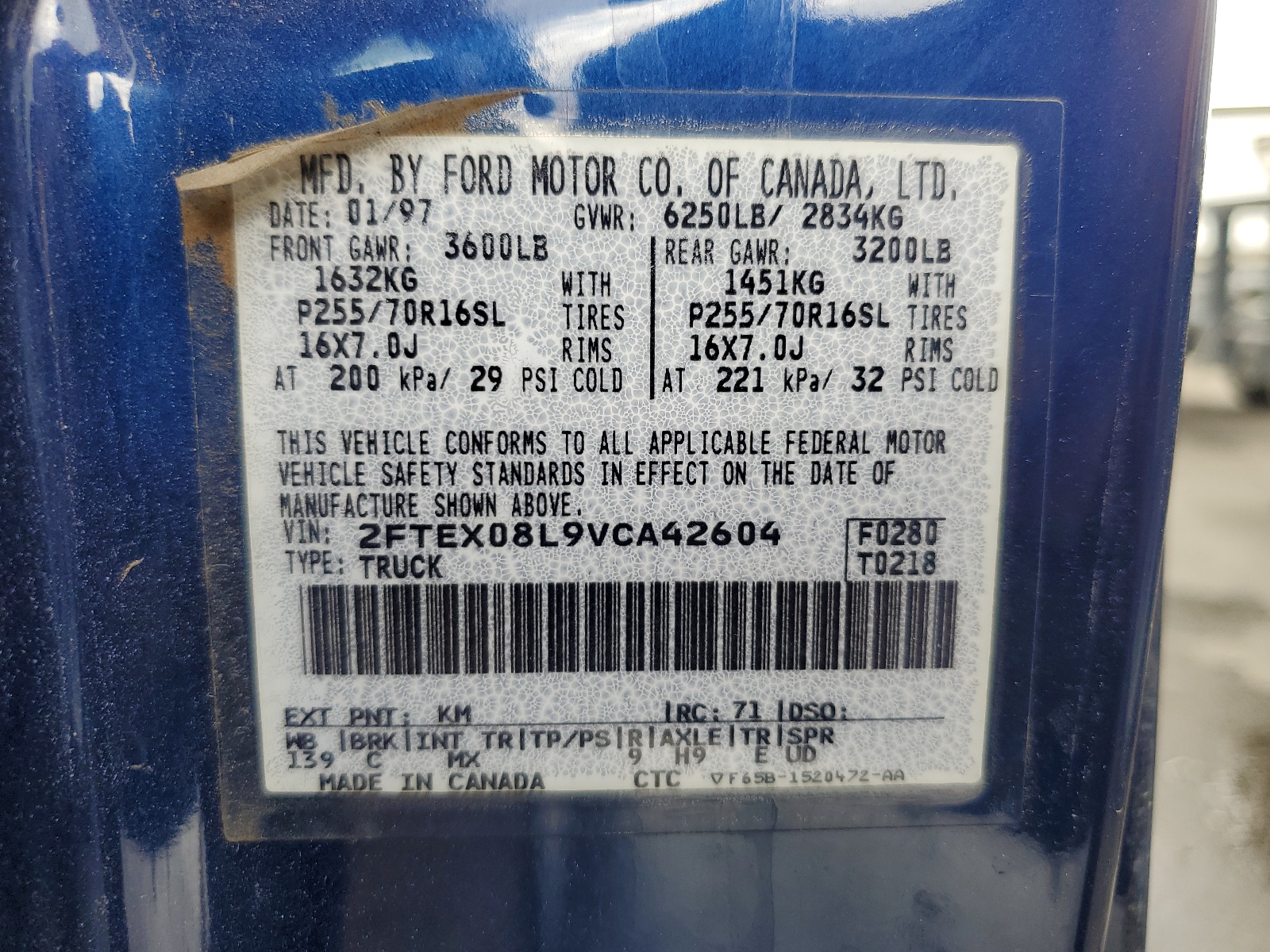 2FTEX08L9VCA42604 1997 Ford F150