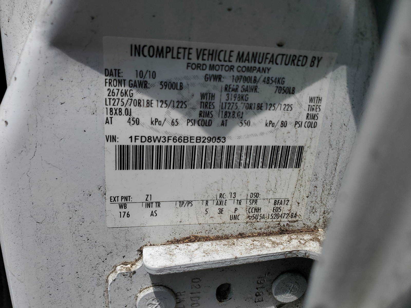 1FD8W3F66BEB29053 2011 Ford F350 Super Duty