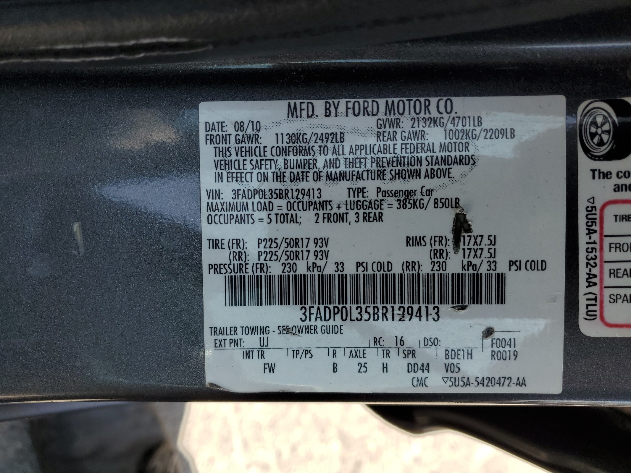 3FADP0L35BR129413 2011 Ford Fusion Hybrid