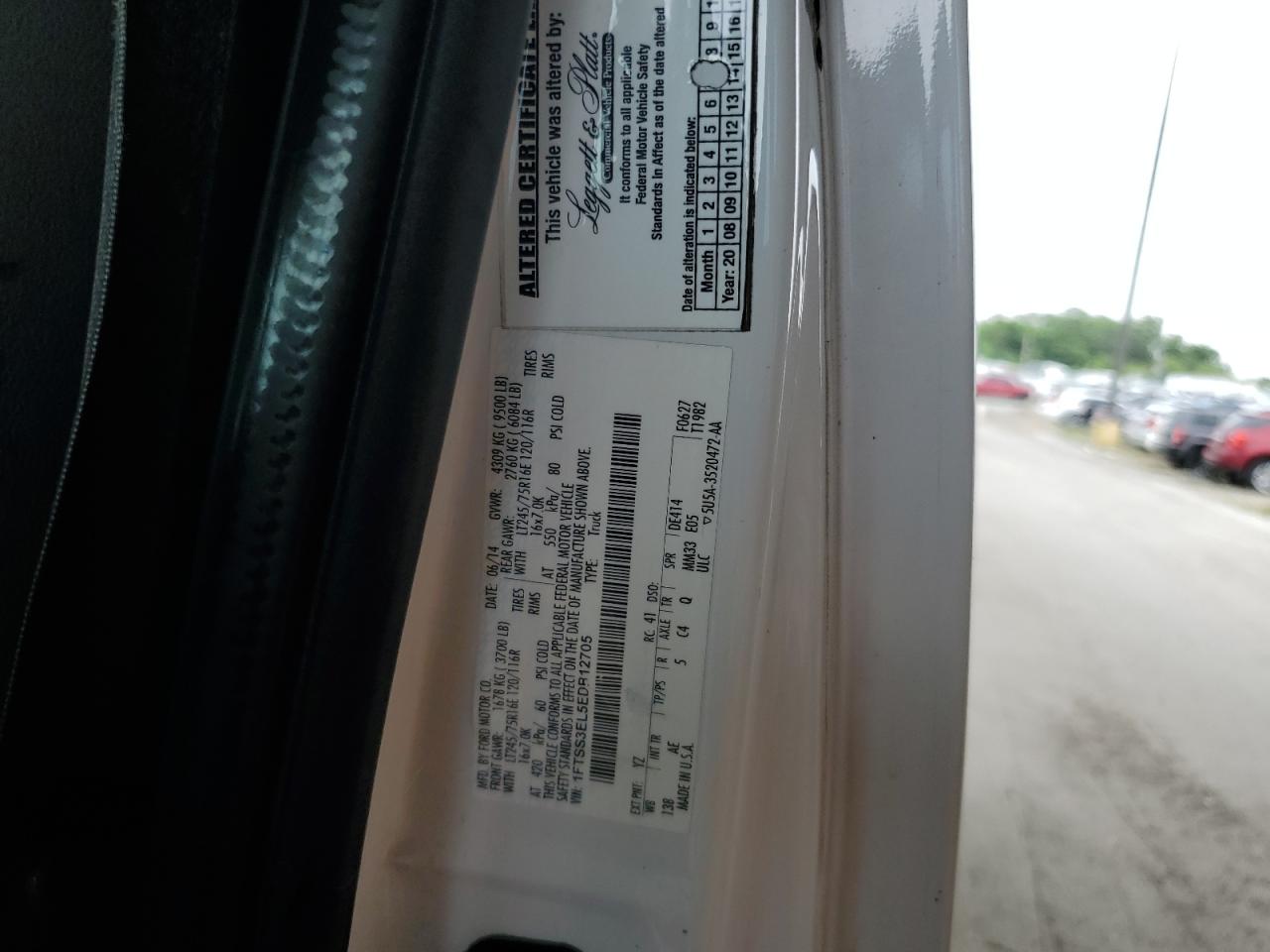 2014 Ford Econoline E350 Super Duty Van VIN: 1FTSS3EL5EDB12705 Lot: 59510324