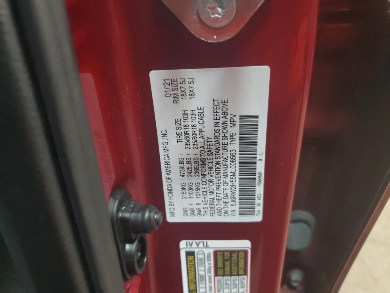 2021 Honda Cr-V Ex VIN: 5J6RW2H55ML008563 Lot: 59671244