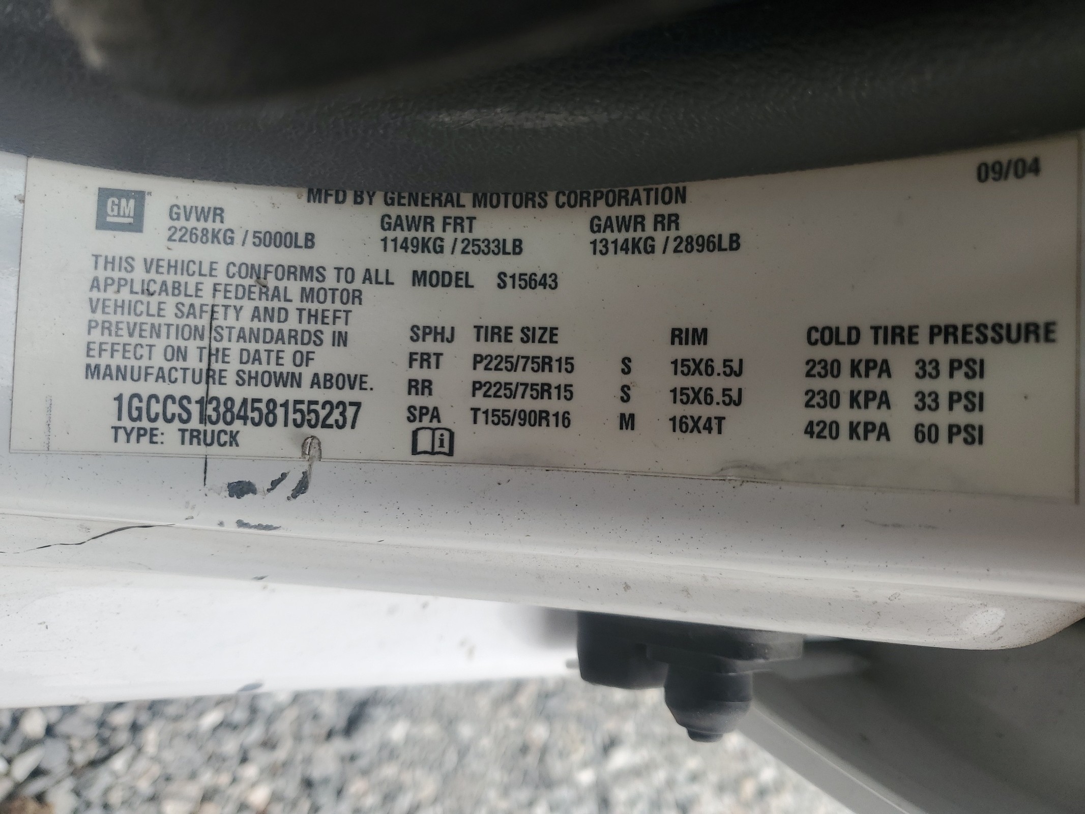 1GCCS138458155237 2005 Chevrolet Colorado