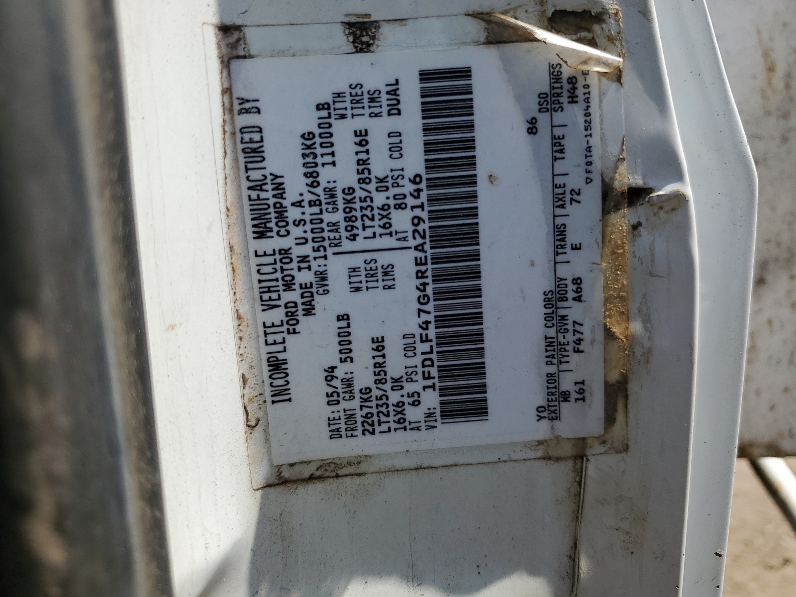 1FDLF47G4REA29146 1994 Ford F Super Duty