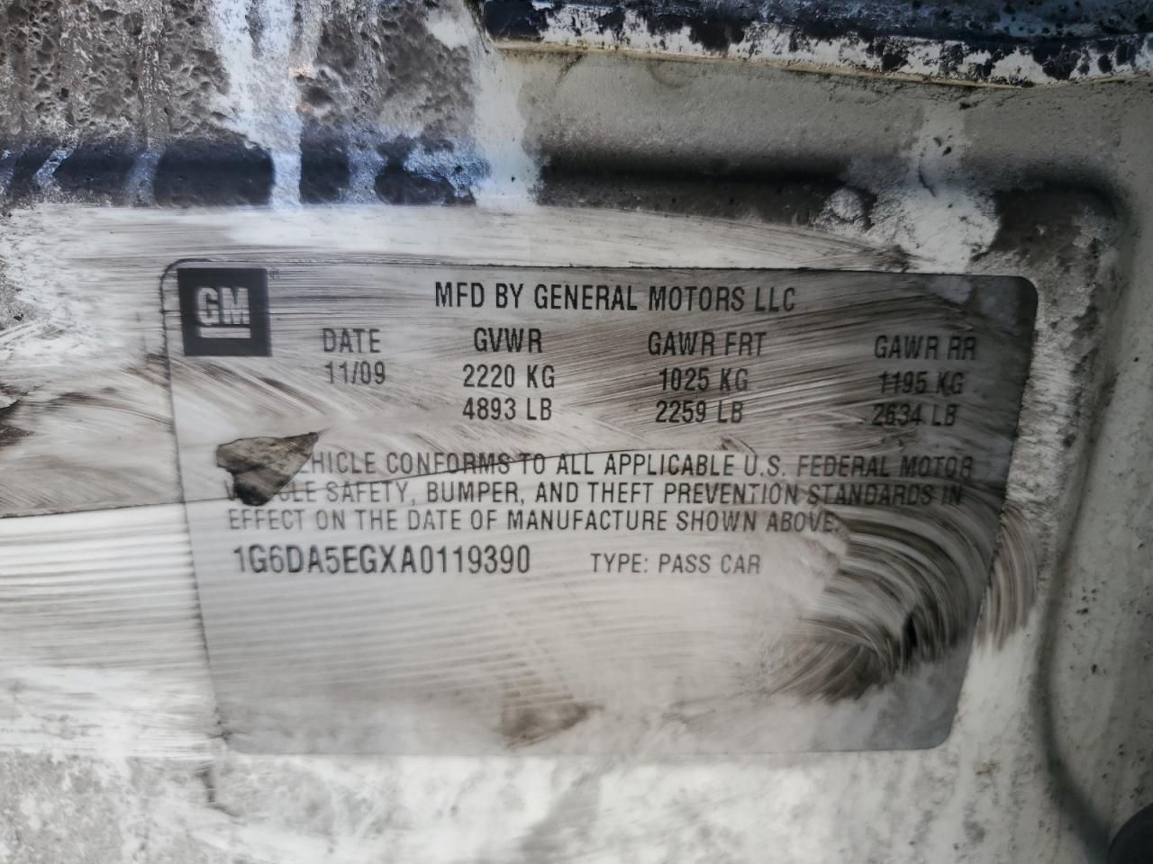 2010 Cadillac Cts VIN: 1G6DA5EGXA0119390 Lot: 60430304