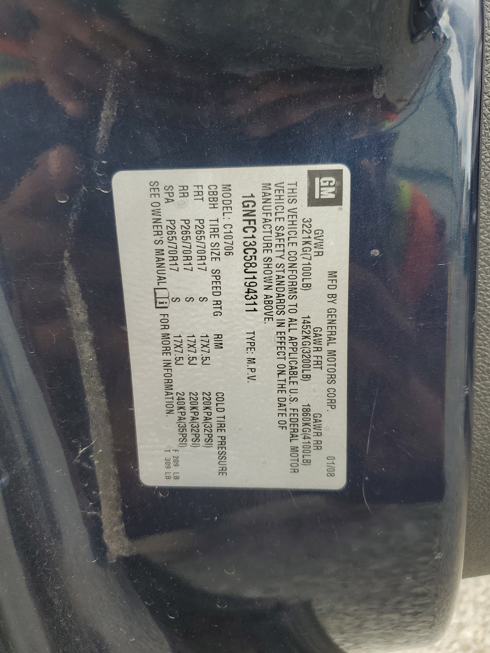 1GNFC13C58J194311 2008 Chevrolet Tahoe C1500