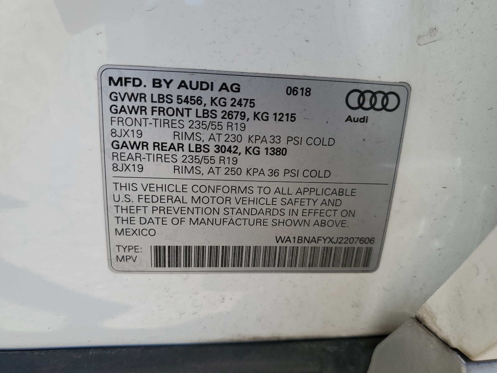 WA1BNAFYXJ2207606 2018 Audi Q5 Premium Plus