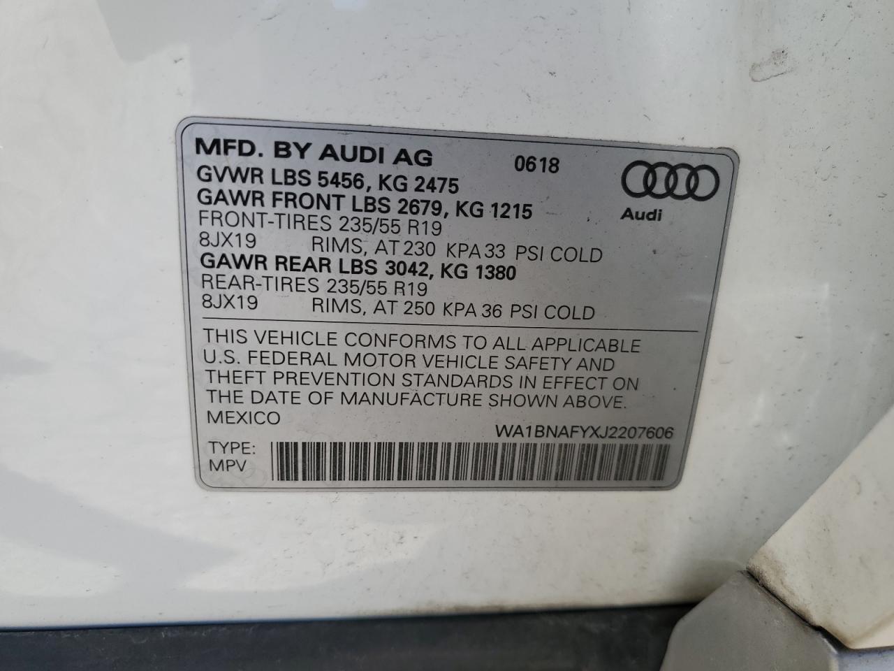 2018 Audi Q5 Premium Plus VIN: WA1BNAFYXJ2207606 Lot: 56749414