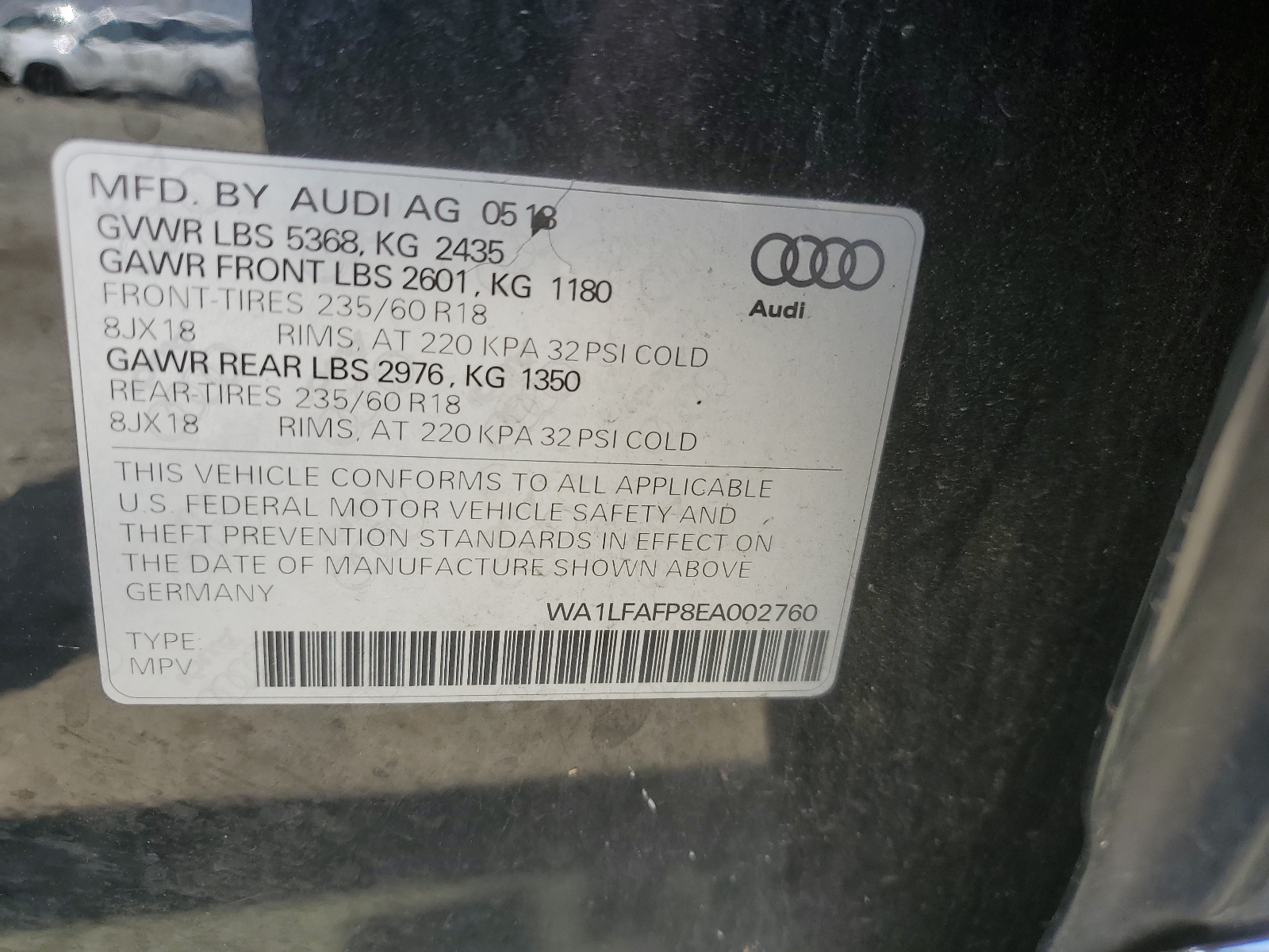 2014 Audi Q5 Premium Plus vin: WA1LFAFP8EA002760