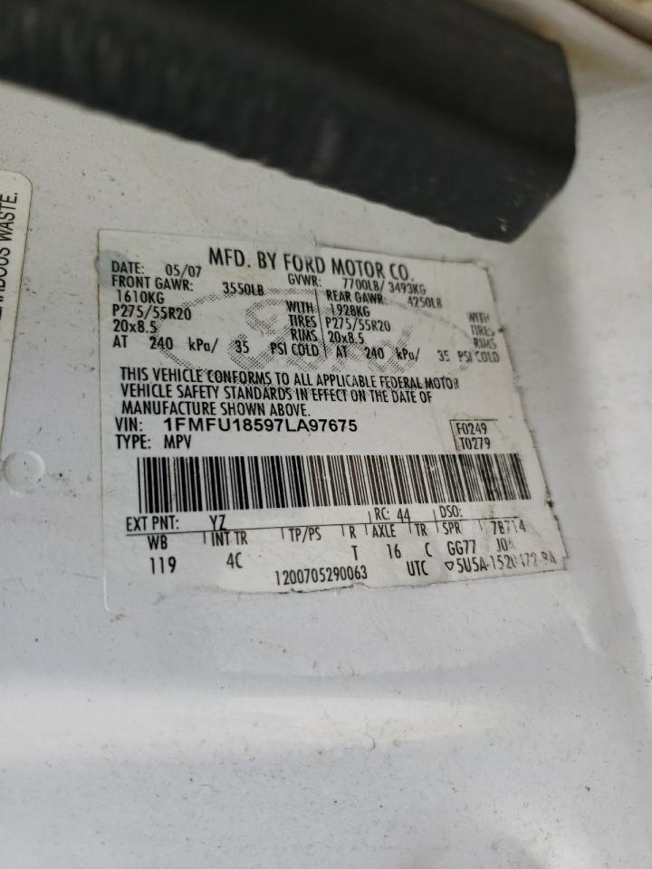 2007 Ford Expedition Eddie Bauer VIN: 1FMFU18597LA97675 Lot: 58713544