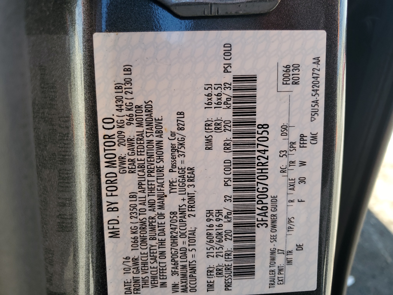 3FA6P0G70HR247058 2017 Ford Fusion S