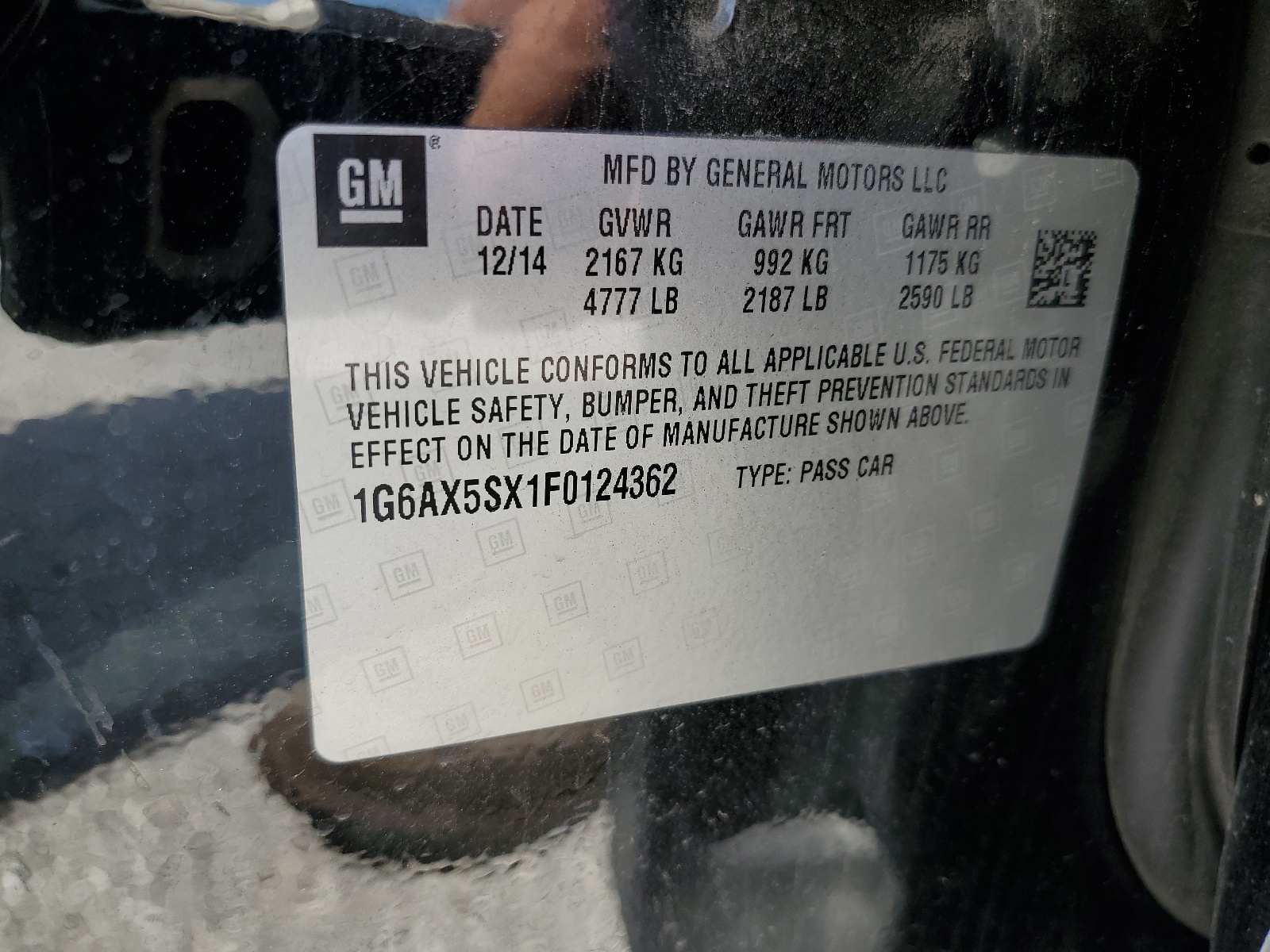 1G6AX5SX1F0124362 2015 Cadillac Cts Luxury Collection