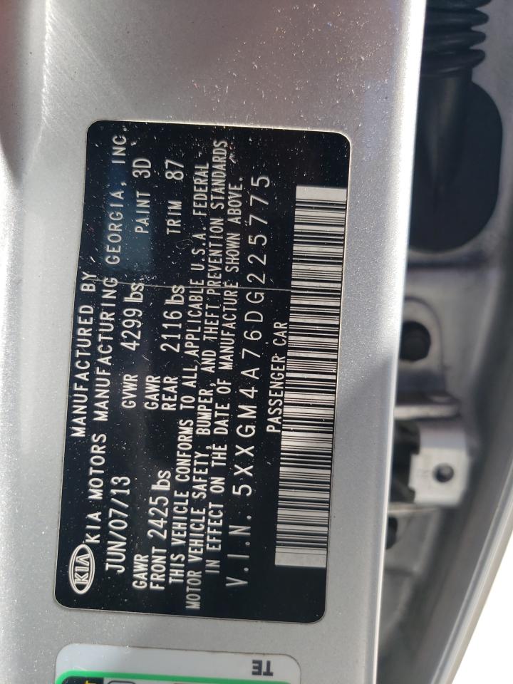 2013 Kia Optima Lx VIN: 5XXGM4A76DG225775 Lot: 65713014