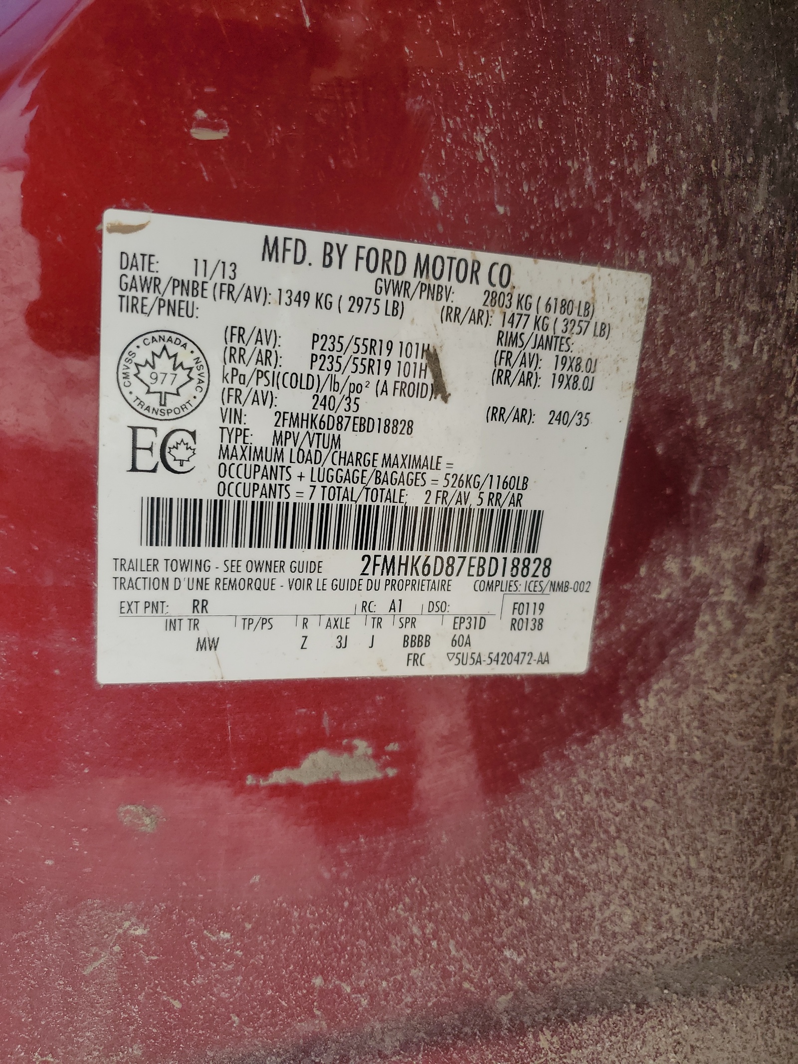 2FMHK6D87EBD18828 2014 Ford Flex Limited