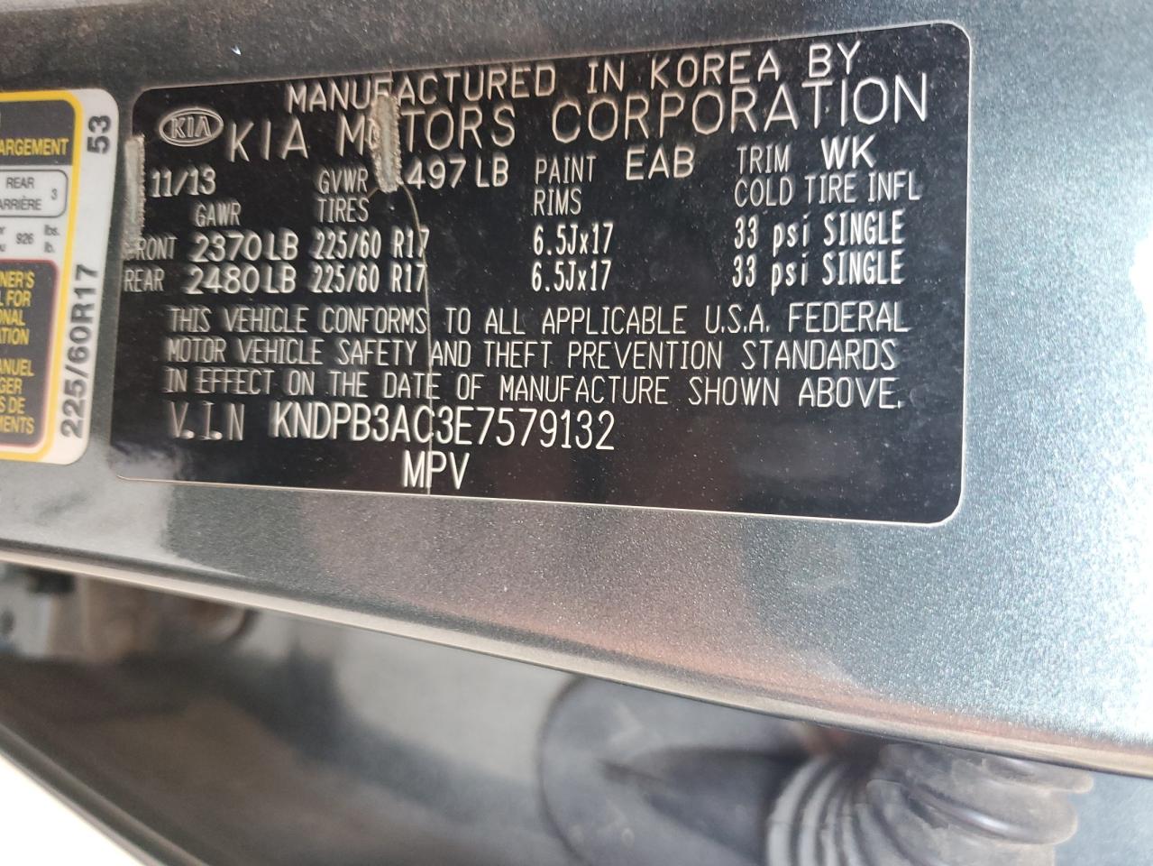 2014 Kia Sportage Base VIN: KNDPB3AC3E7579132 Lot: 59585054