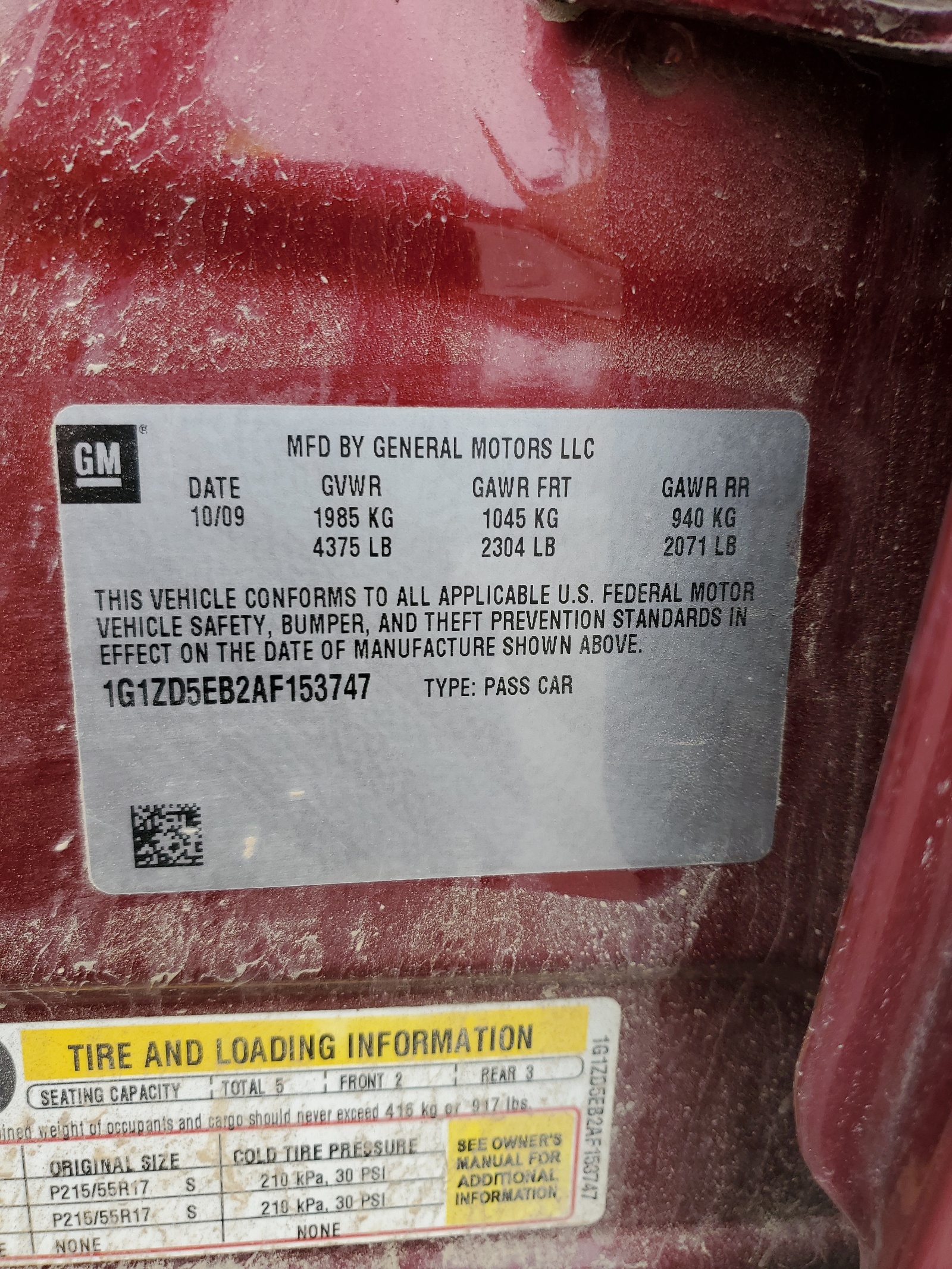 1G1ZD5EB2AF153747 2010 Chevrolet Malibu 2Lt