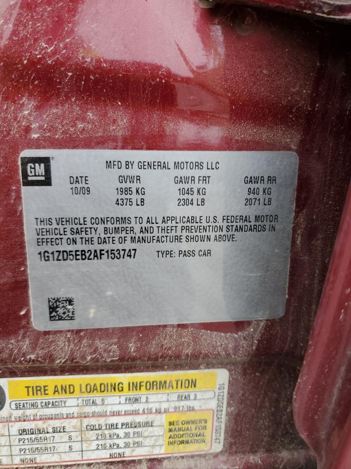 2010 Chevrolet Malibu 2Lt VIN: 1G1ZD5EB2AF153747 Lot: 60995874