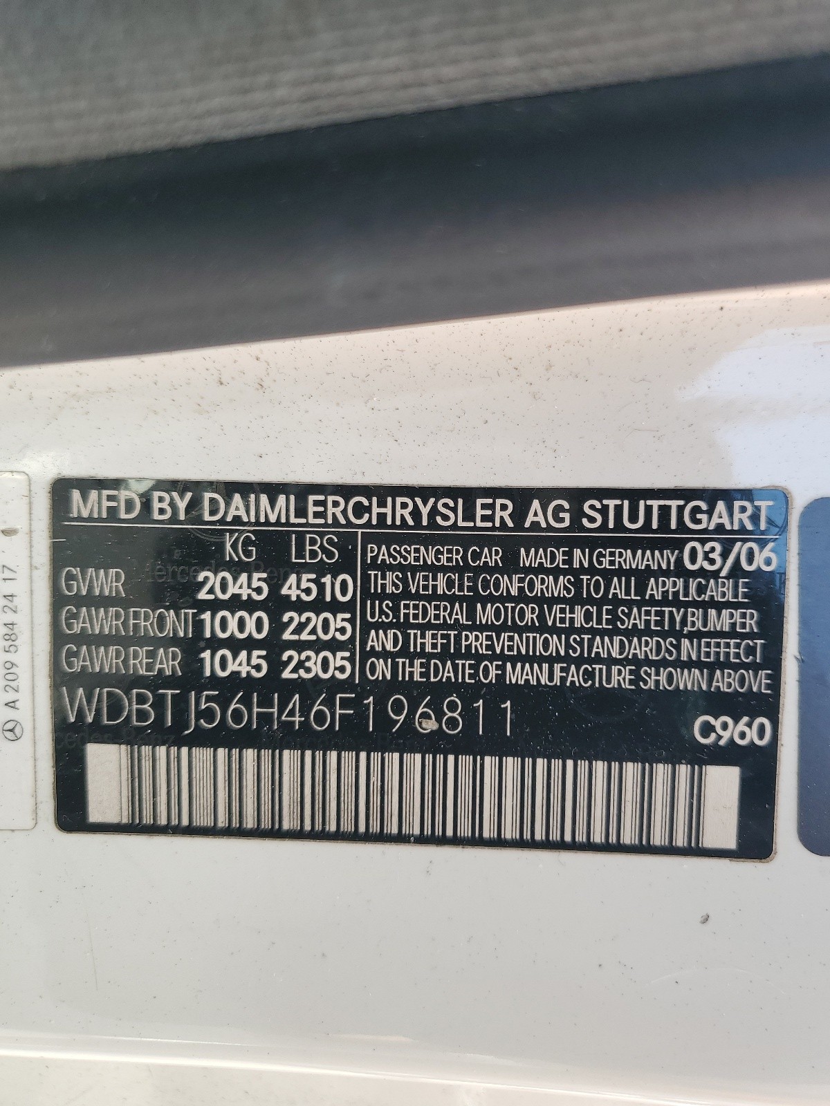 WDBTJ56H46F196811 2006 Mercedes-Benz Clk 350