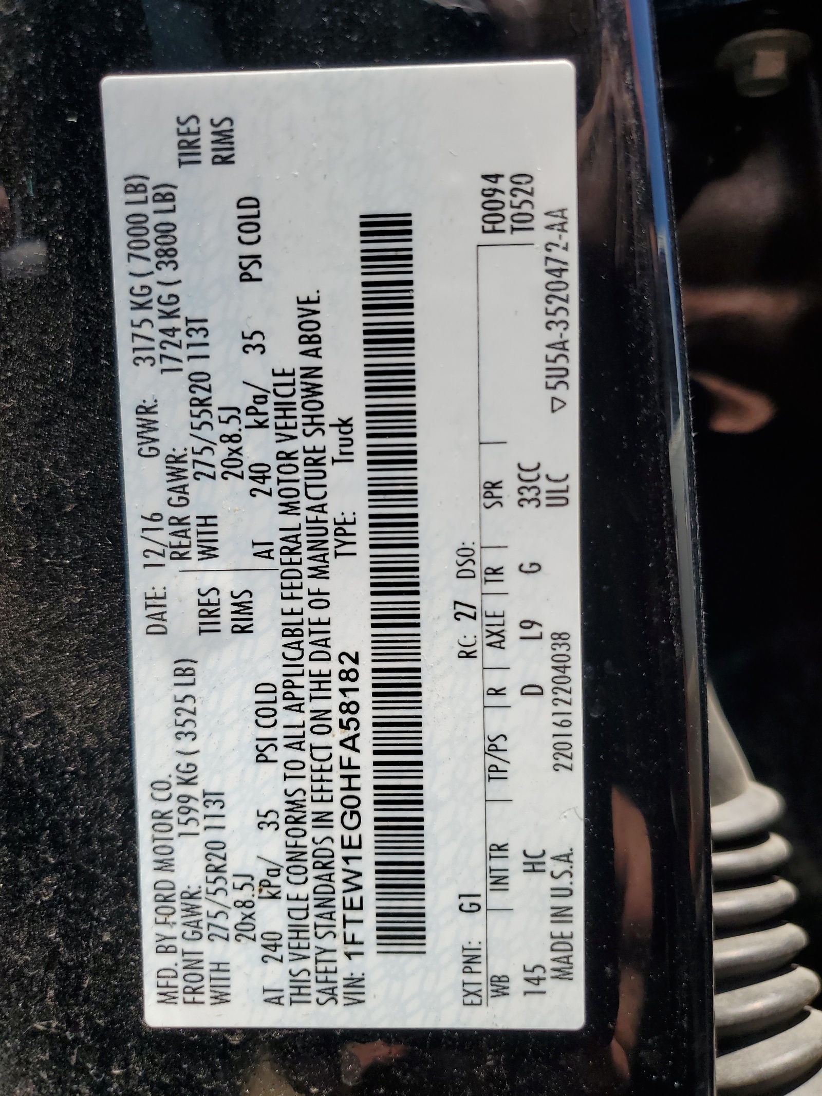 1FTEW1EG0HFA58182 2017 Ford F150 Supercrew