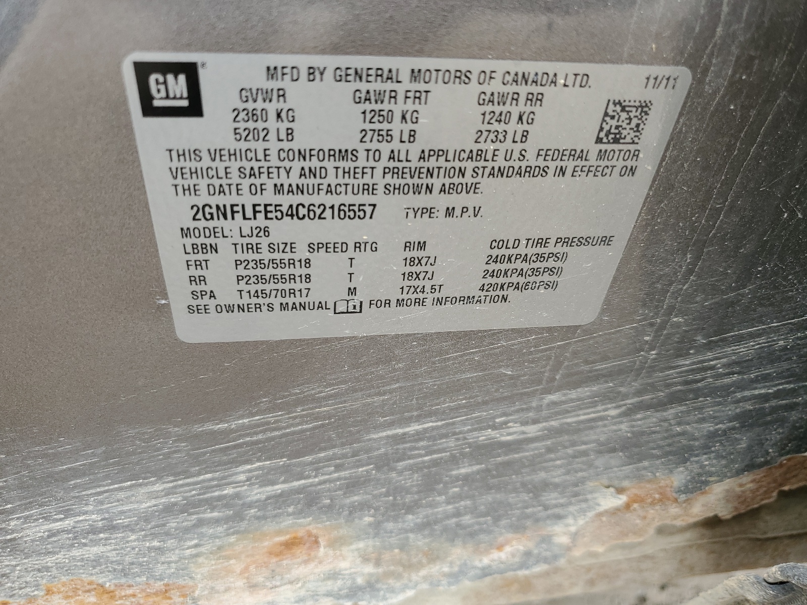 2GNFLFE54C6216557 2012 Chevrolet Equinox Ltz