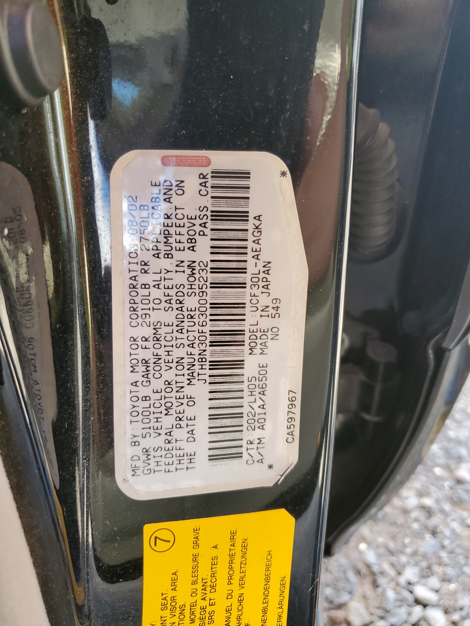 JTHBN30F630095232 2003 Lexus Ls 430