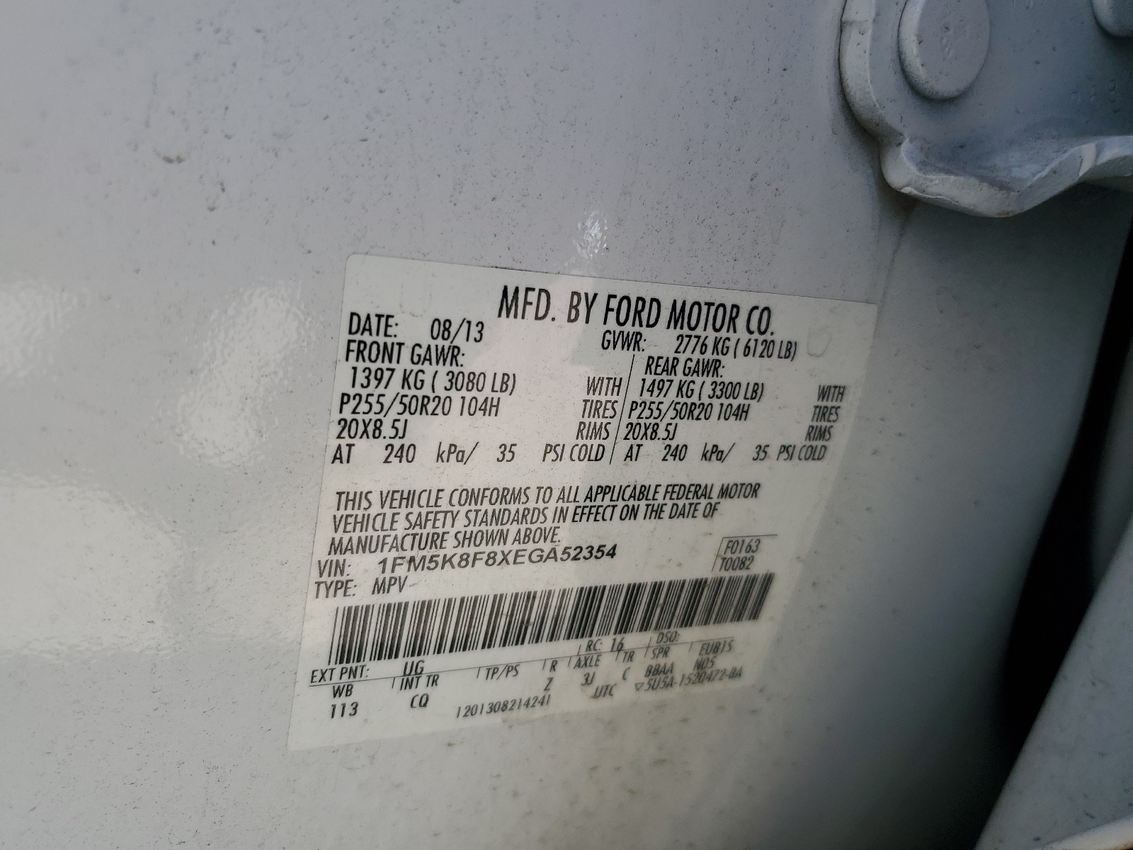 1FM5K8F8XEGA52354 2014 Ford Explorer Limited