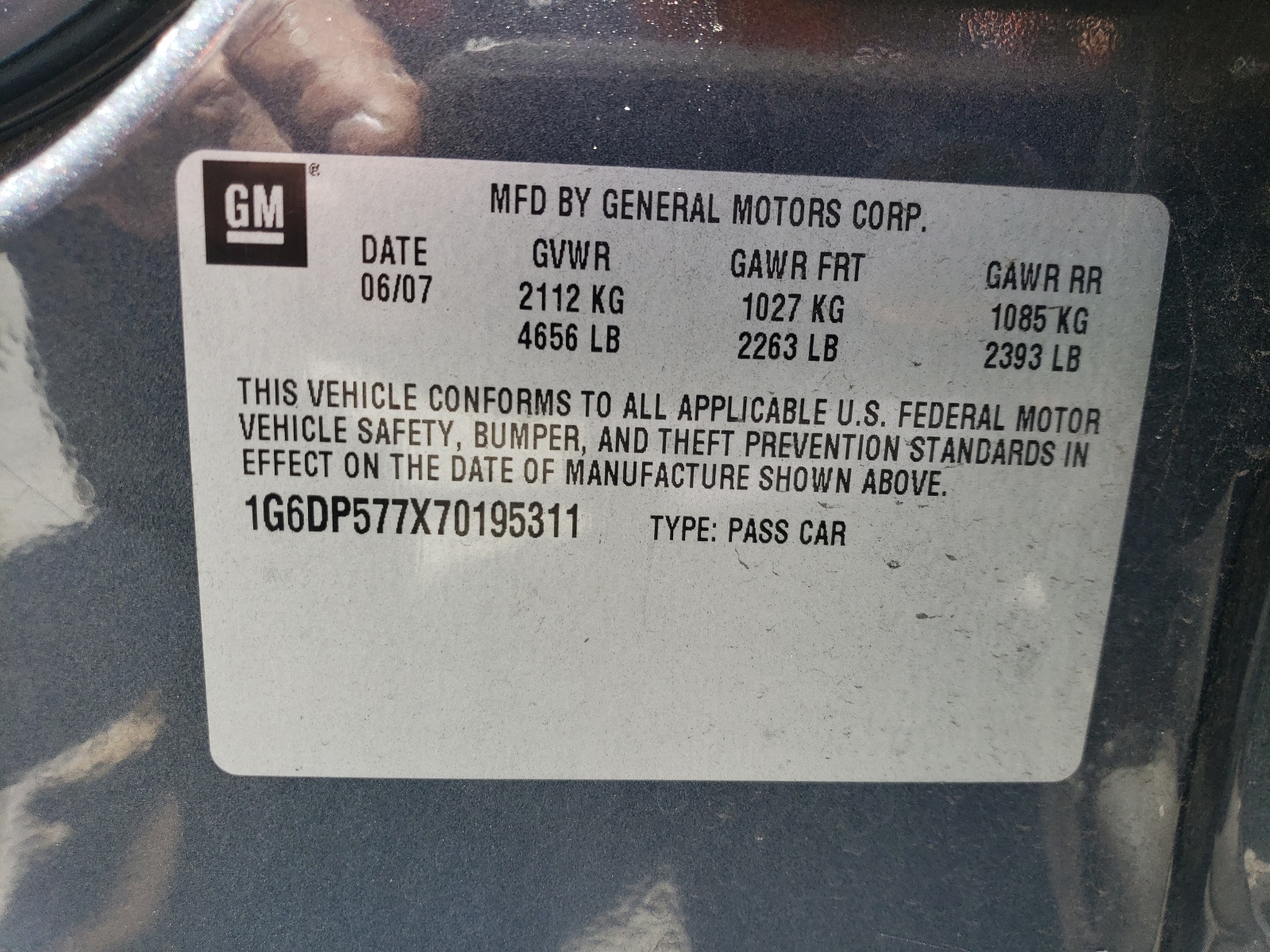 1G6DP577X70195311 2007 Cadillac Cts Hi Feature V6