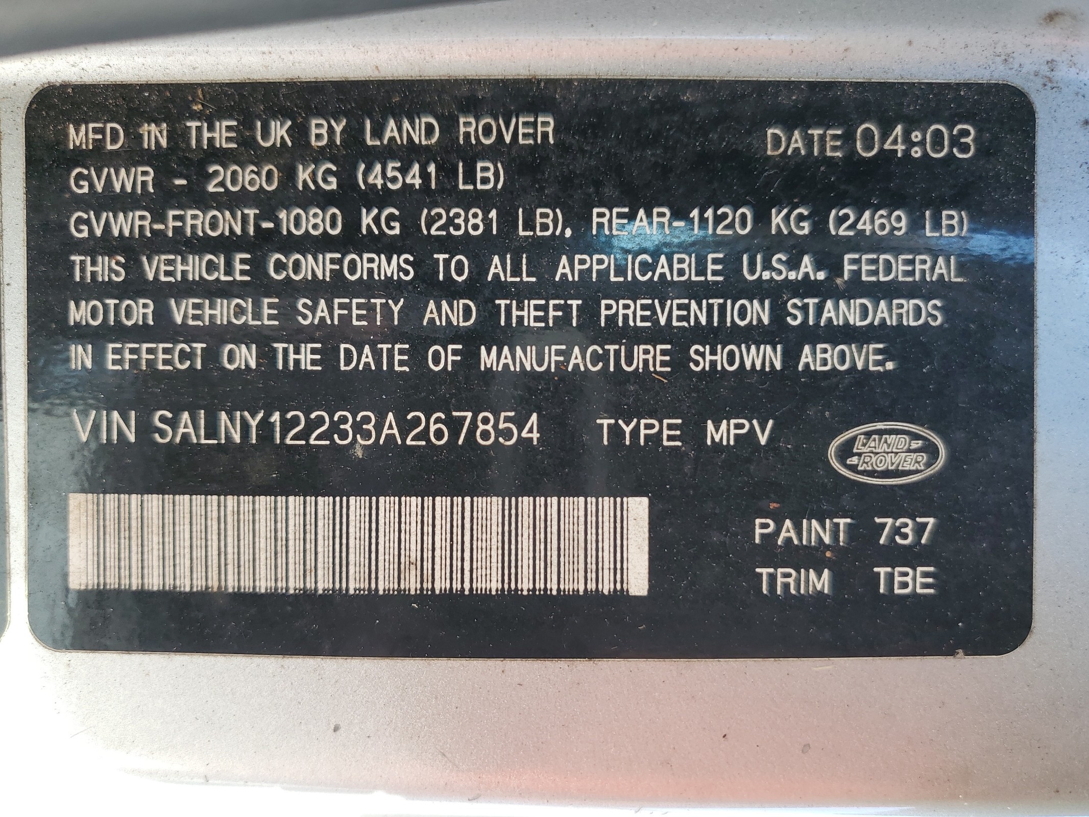 SALNY12233A267854 2003 Land Rover Freelander Se