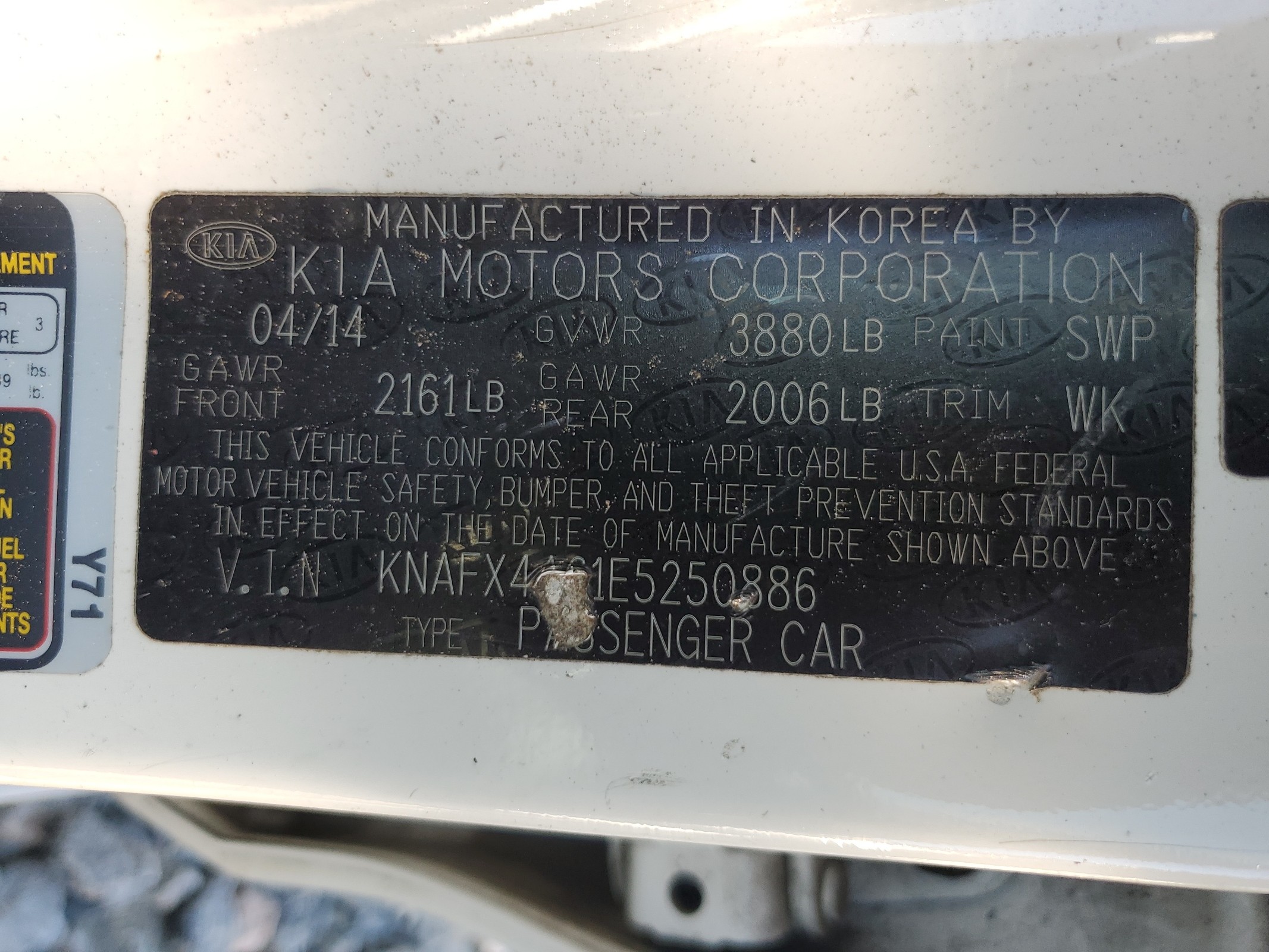KNAFX4A61E5250886 2014 Kia Forte Lx