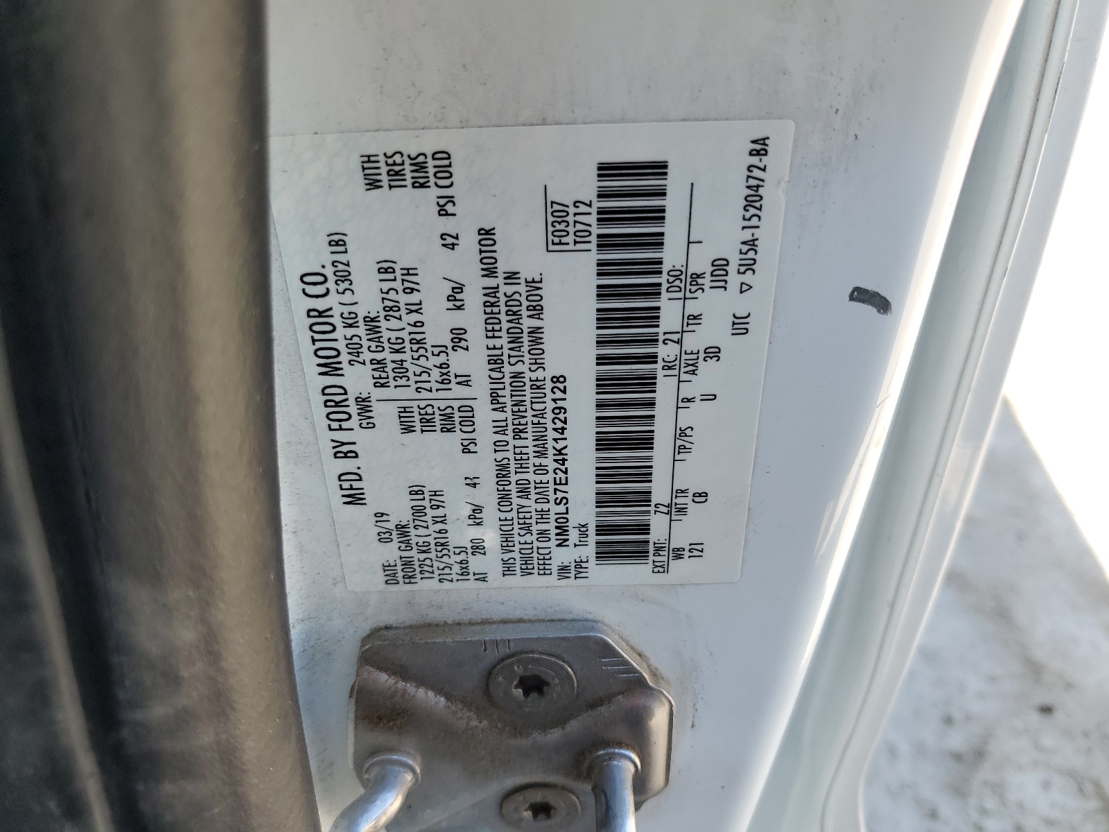 NM0LS7E24K1429128 2019 Ford Transit Connect Xl