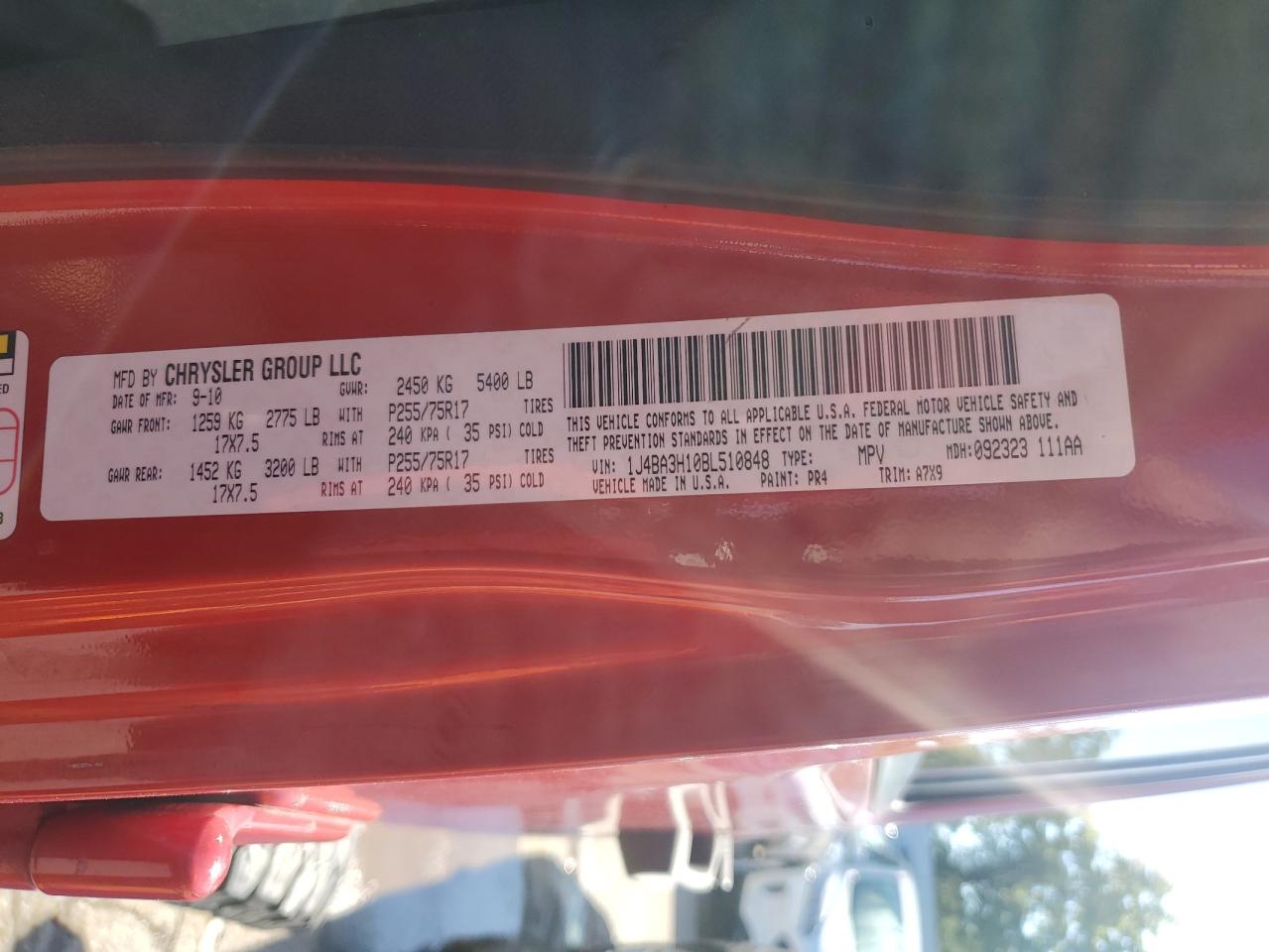 2011 Jeep Wrangler Unlimited Sport VIN: 1J4BA3H10BL510848 Lot: 60433924