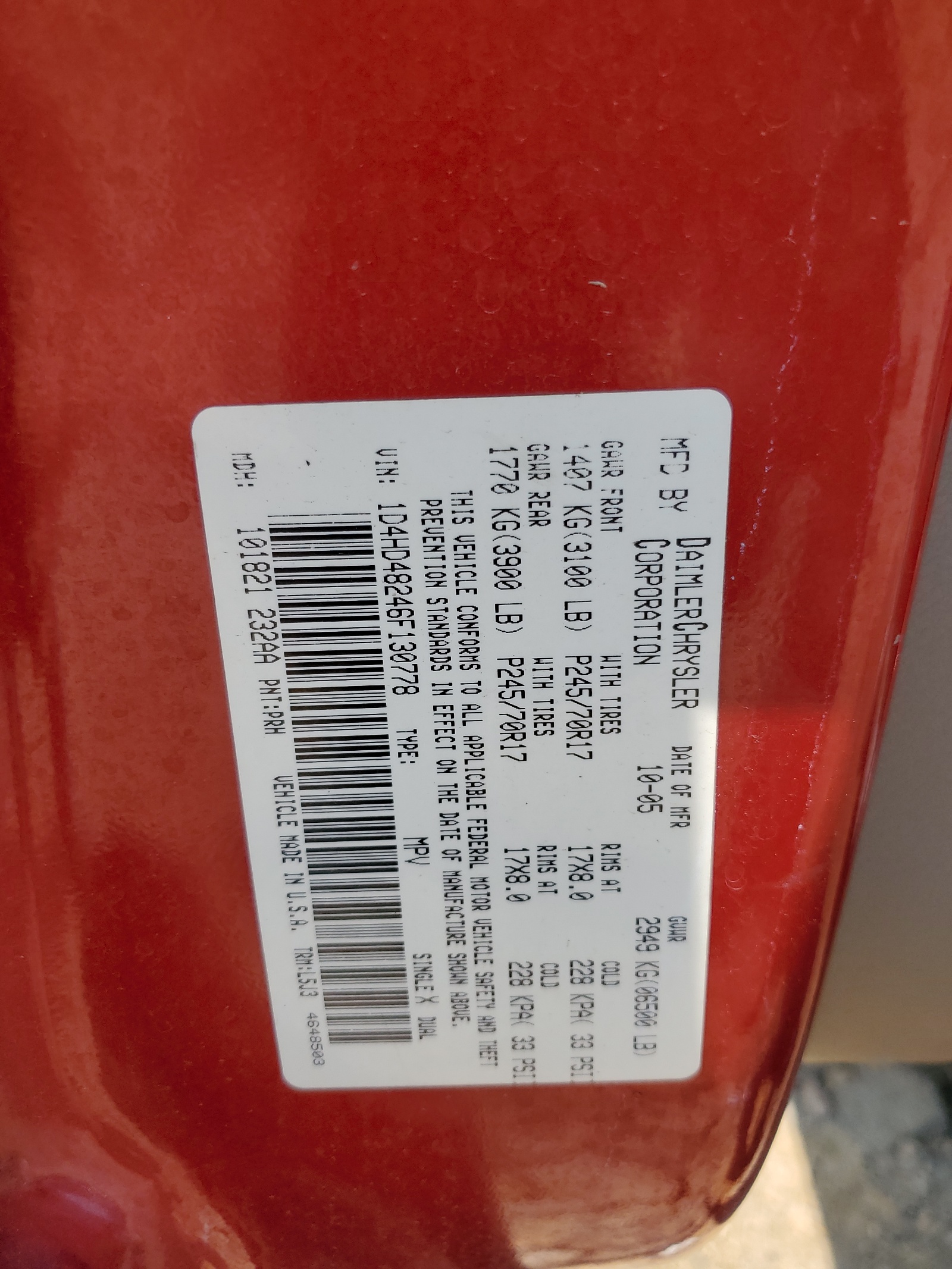 1D4HD48246F130778 2006 Dodge Durango Slt