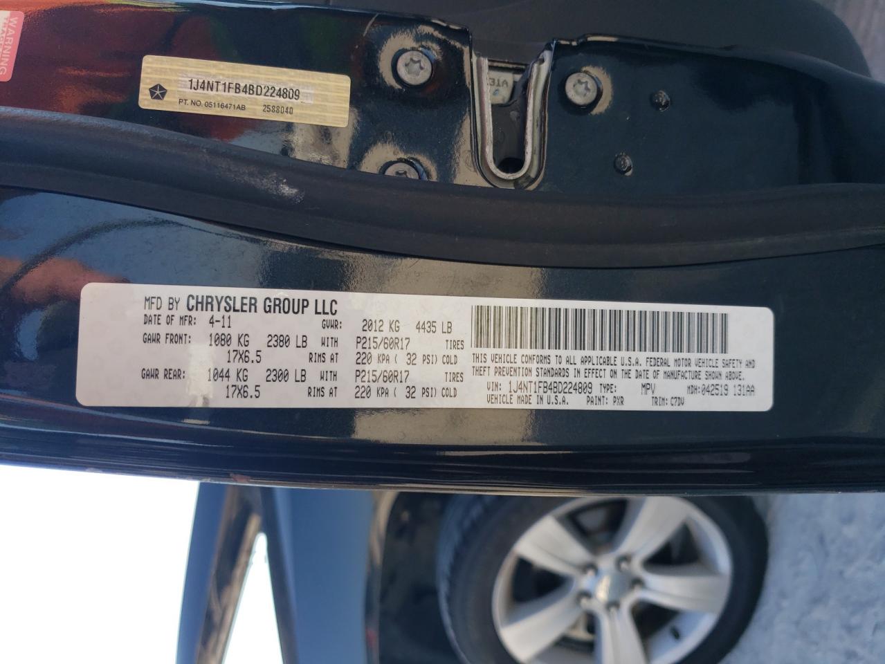 2011 Jeep Compass Sport VIN: 1J4NT1FB4BD224809 Lot: 59008594