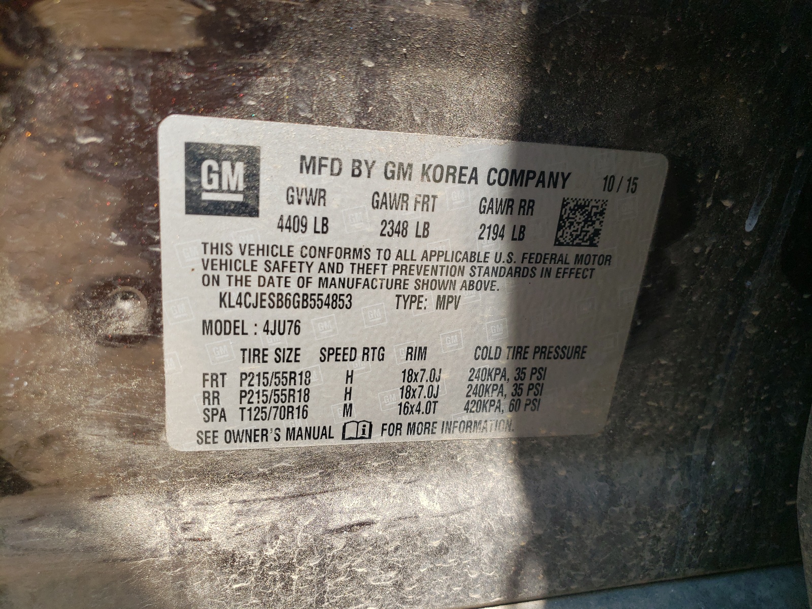 KL4CJESB6GB554853 2016 Buick Encore