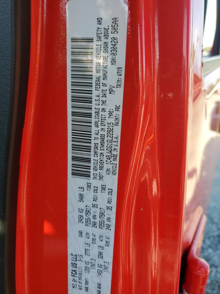 2016 Jeep Wrangler Unlimited Sport VIN: 1C4BJWDG1GL229215 Lot: 58454774