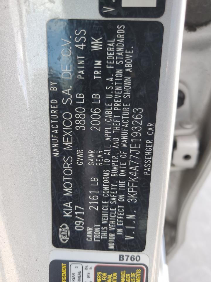 2018 Kia Forte Lx VIN: 3KPFK4A77JE193263 Lot: 59229474