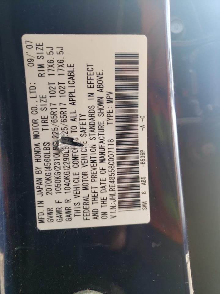 2008 Honda Cr-V Ex VIN: JHLRE48558C007118 Lot: 57774564