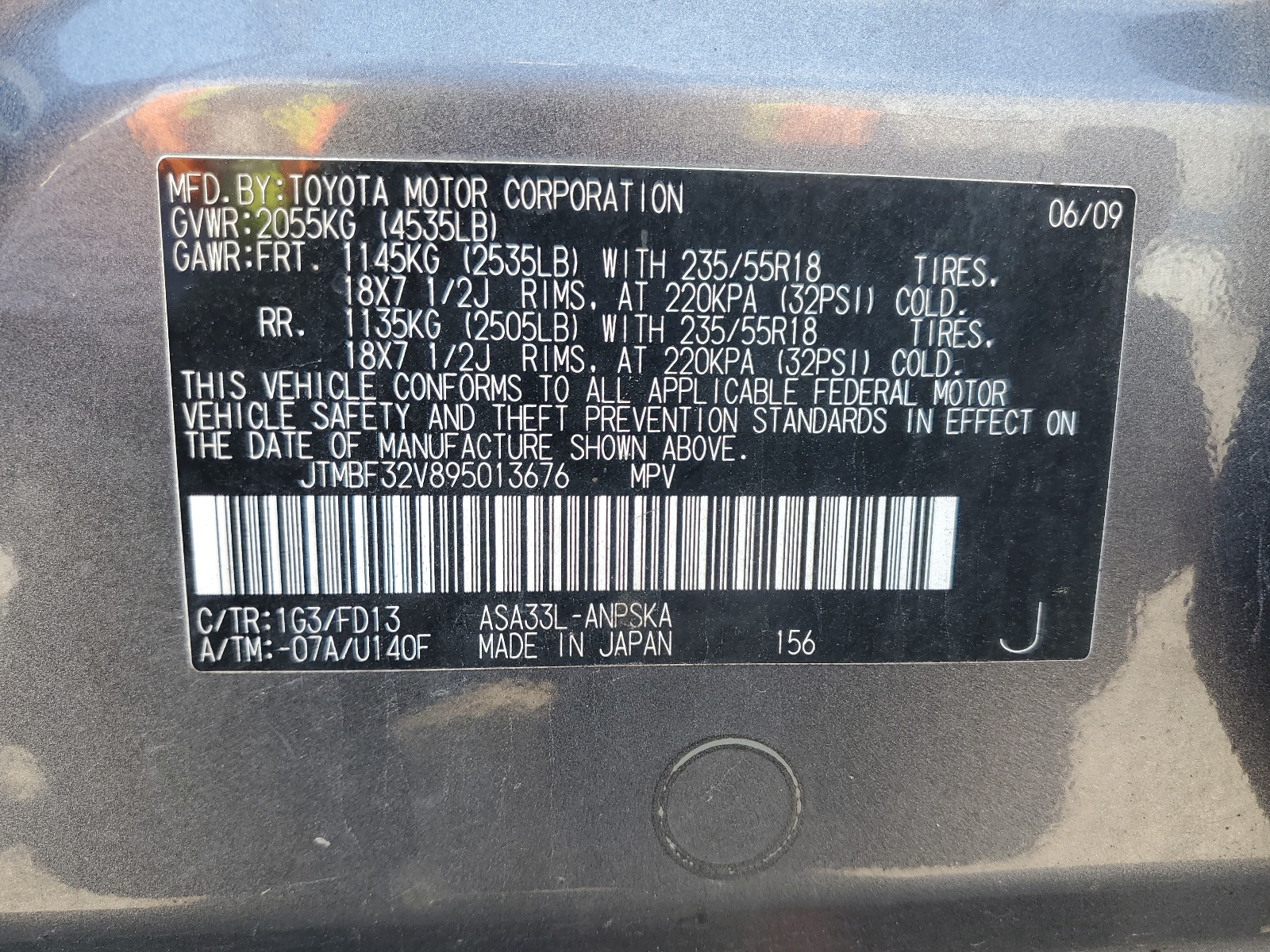 JTMBF32V895013676 2009 Toyota Rav4 Sport