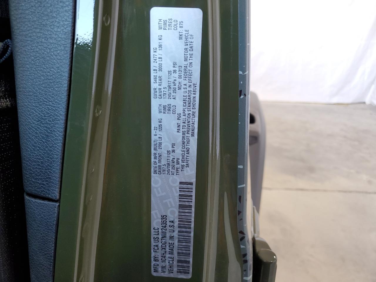 2022 Jeep Wrangler Unlimited Sport VIN: 1C4HJXDG7NW243535 Lot: 59091244