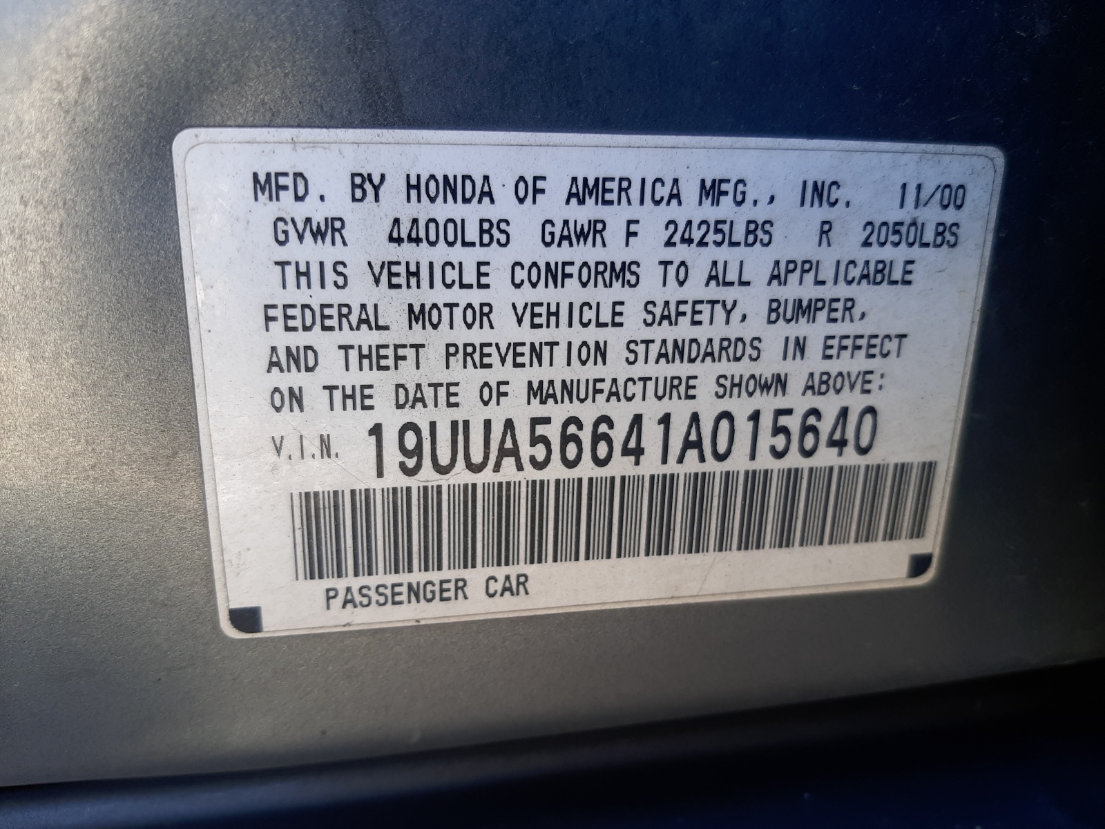 19UUA56641A015640 2001 Acura 3.2Tl