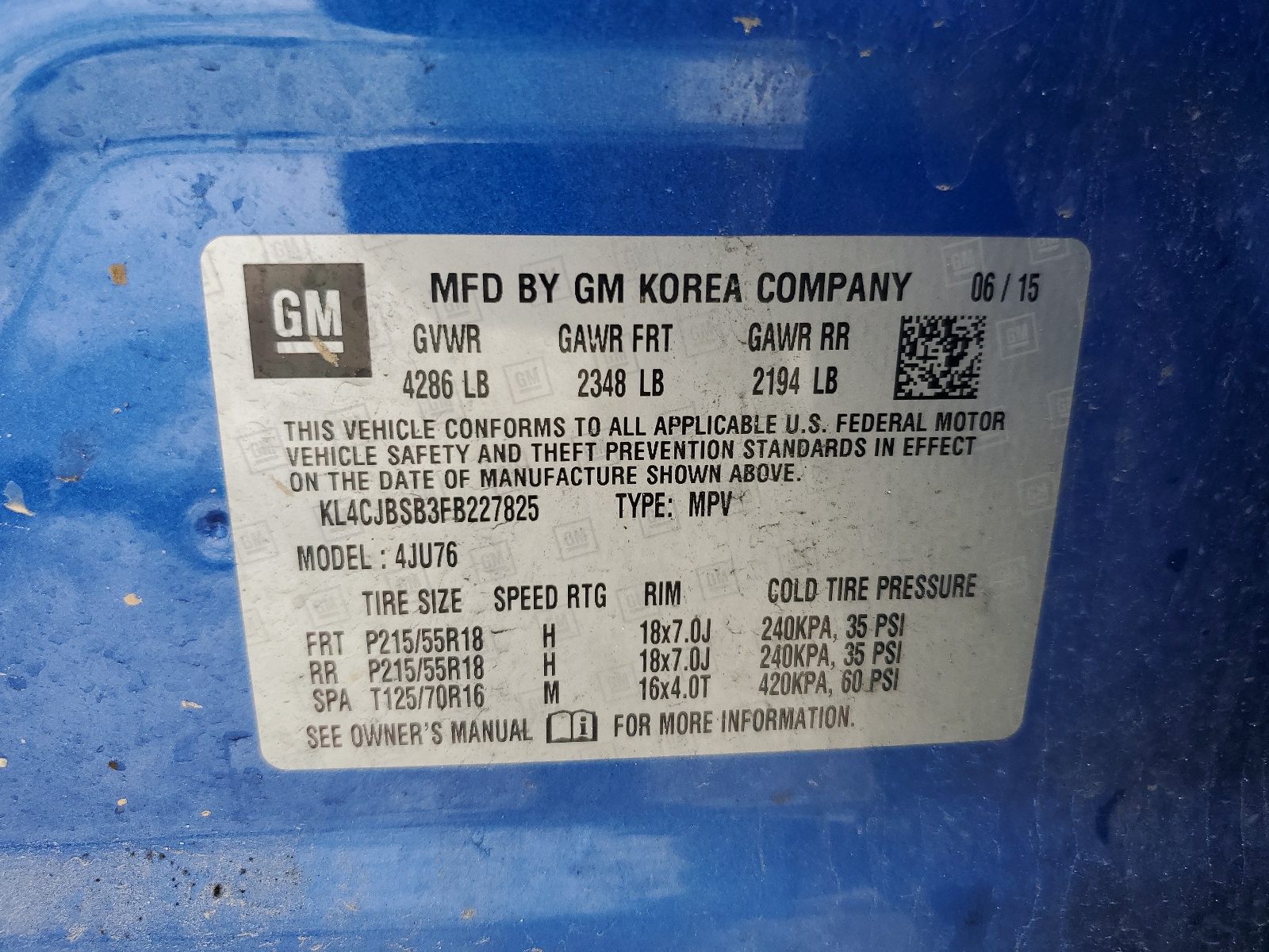 KL4CJBSB3FB227825 2015 Buick Encore Convenience