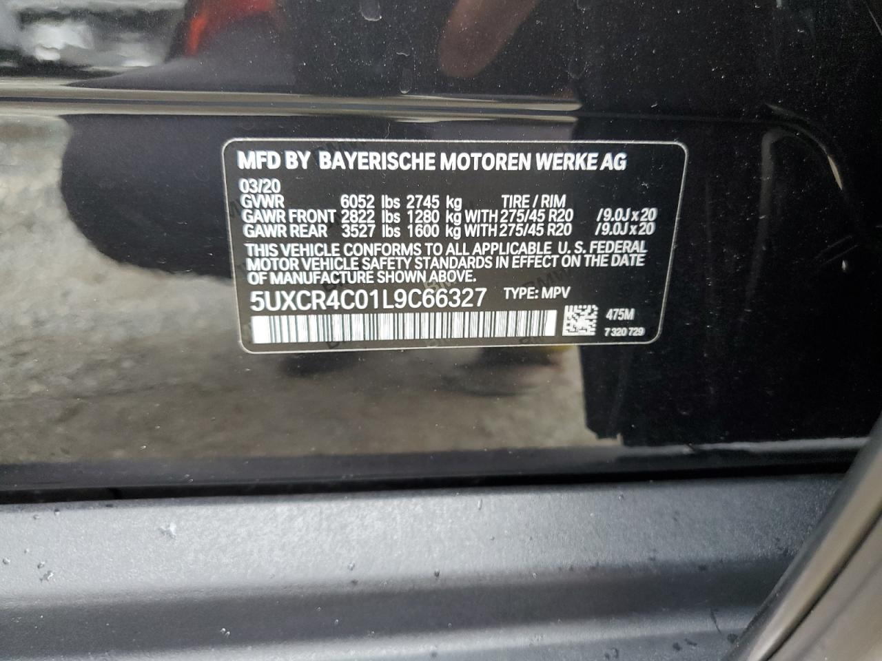 2020 BMW X5 Sdrive 40I VIN: 5UXCR4C01L9C66327 Lot: 59099304