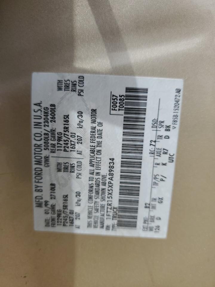 1999 Ford Ranger Super Cab VIN: 1FTZR15X5XPA89834 Lot: 60727894