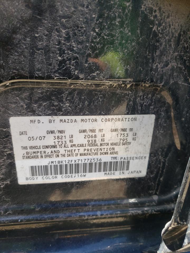 2007 Mazda 3 I VIN: JM1BK12FX71772536 Lot: 57657334